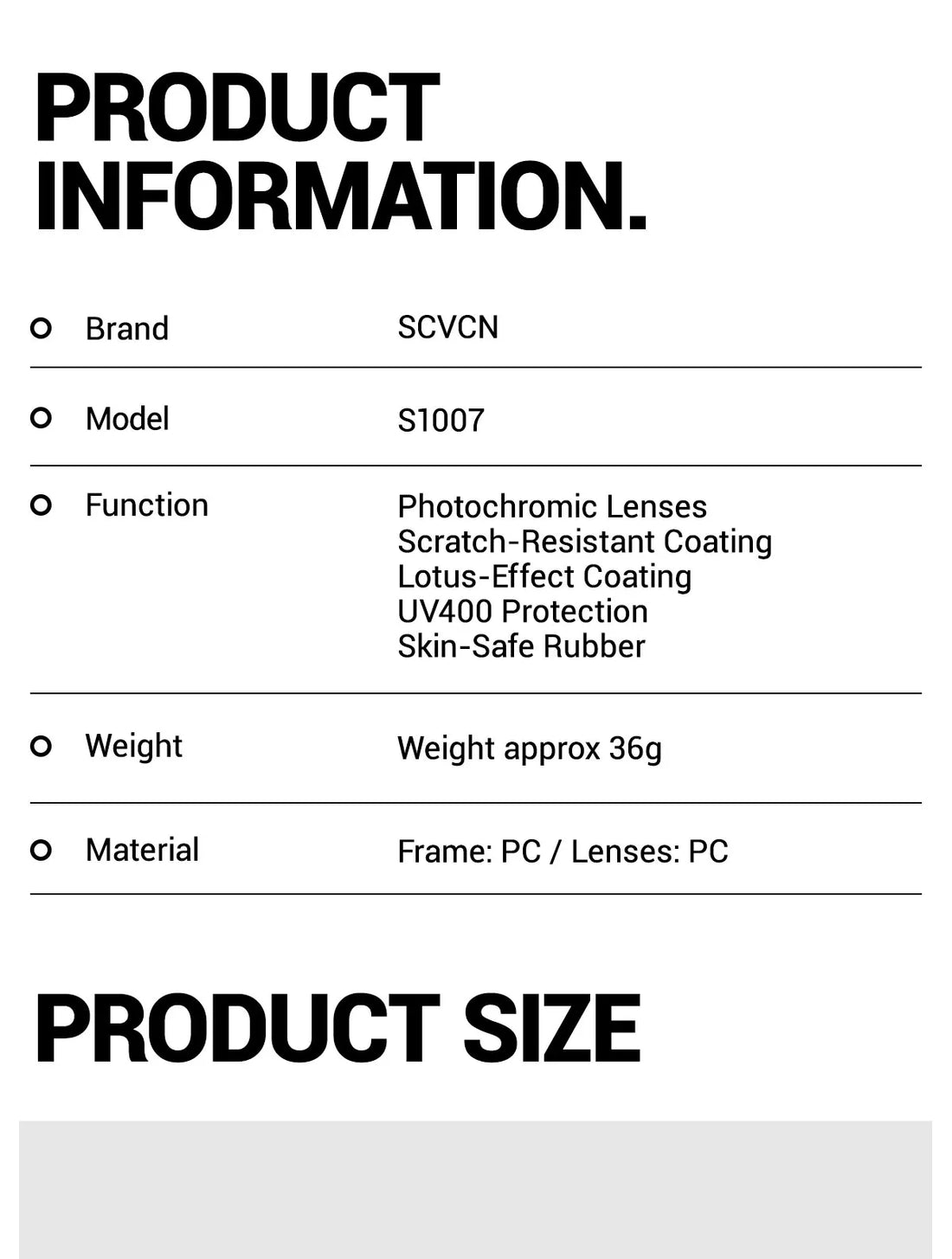 SCVCN Photochromic Sunglasses