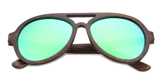 Men Yellow Mirror Wooden Sunglasses